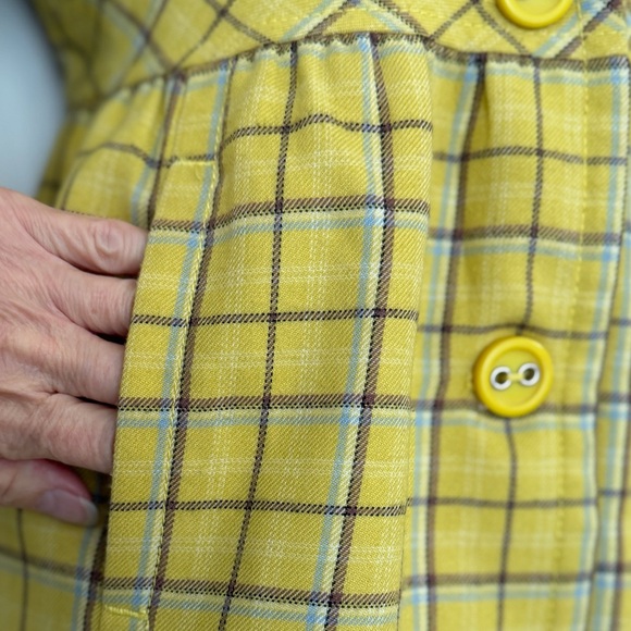 Susina From Nordstrom Lightweight Yellow Plaid Flannel Button-Up Coat, Size M - Picture 5 of 13